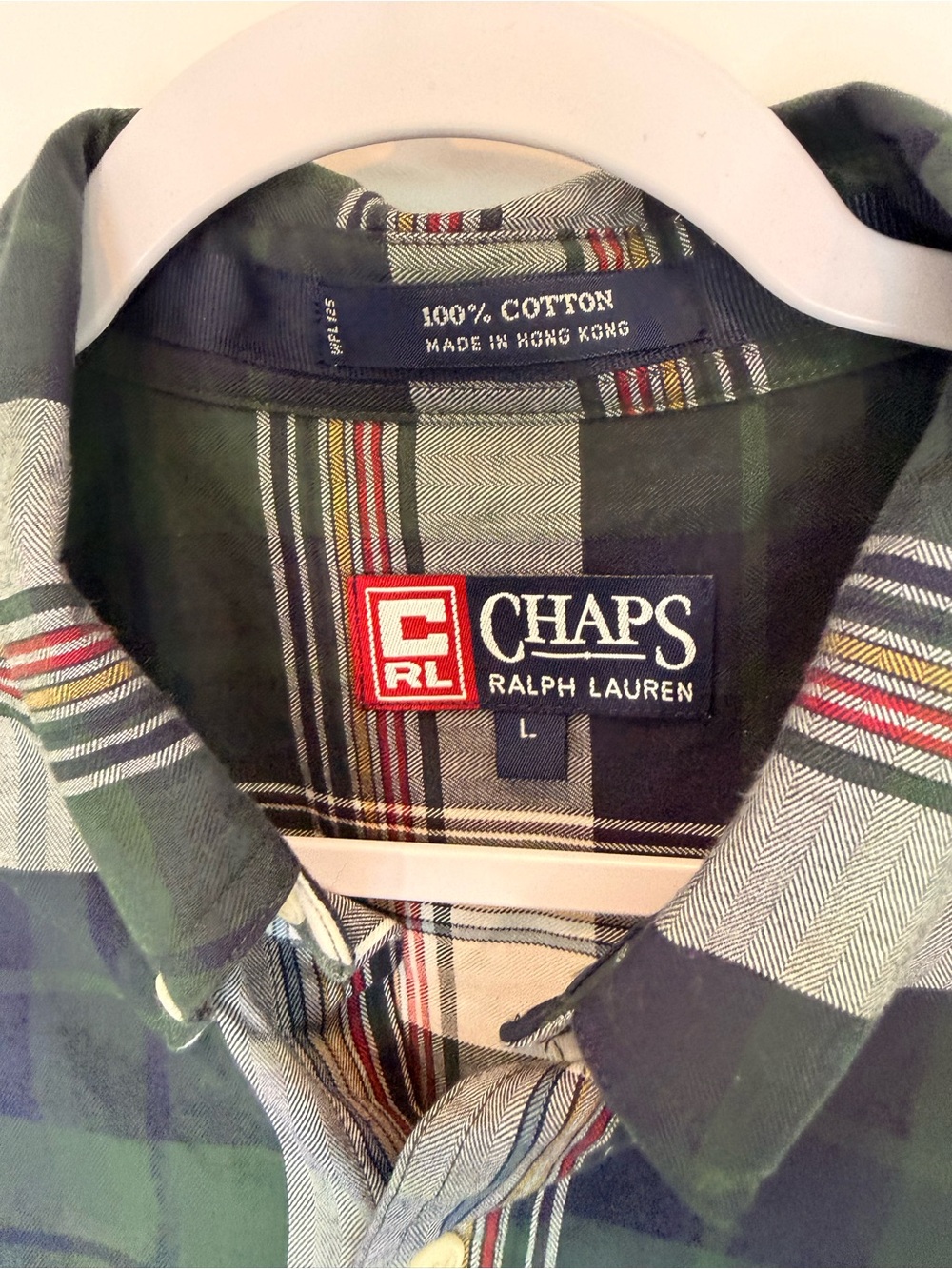 Vintage Chaps Ralph Lauren Button Down Shirt Mens Large L Plaid Multi-Color 90s - Picture 6 of 6